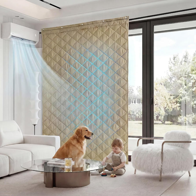 RYB HOME Thick Quilted Thermal Insulated Door Curtain for Winter, W42 x L86