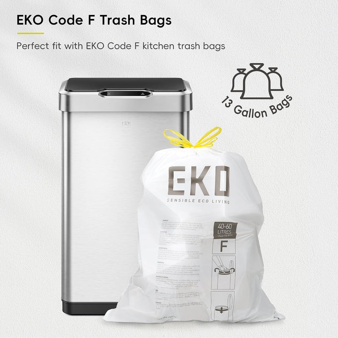 EKO Mirage-T 50 Liter / 13.2 Gallon Touchless Rectangular Motion Sensor Trash Can or Recycling Bin, Brushed Stainless Steel Finish