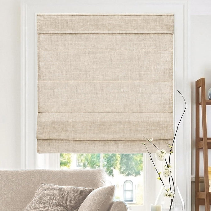 Chicology Cordless Roman Window Shade, Belgian Flax, 31"W x 64"H