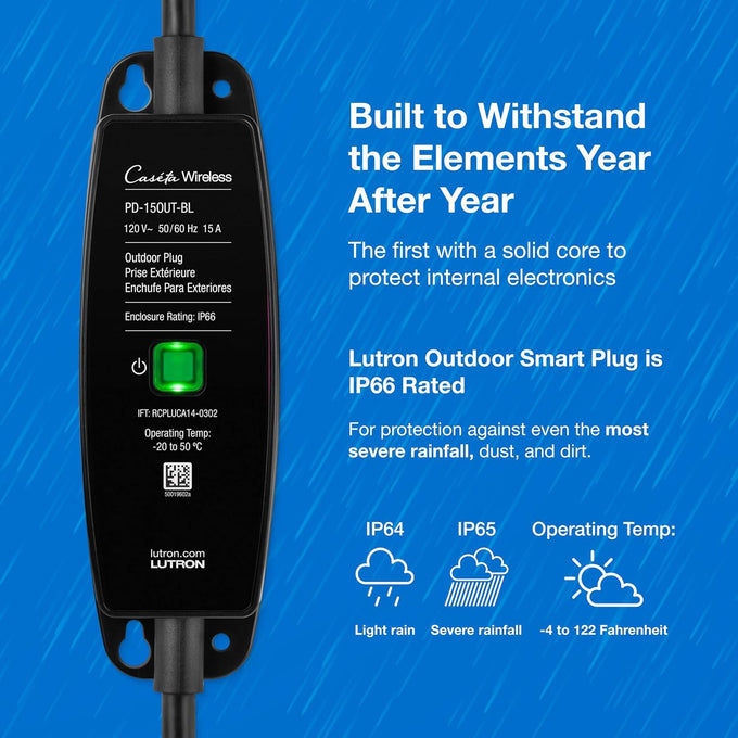 Lutron Caseta Smart Outdoor Plug for Lights and Motors (Smart Hub Required)