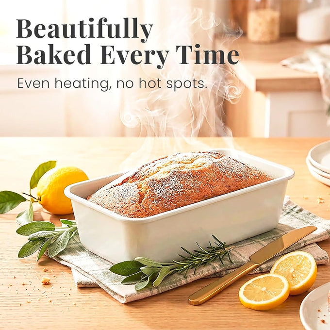 Larder & Vine 8-Piece Stackable Bakeware Set, Ceramic-Coated Nonstick Baking Pan Set, Non-Toxic, with Baking Sheets, Muffin Pan, Loaf Pan & Cake Pans, French Gray