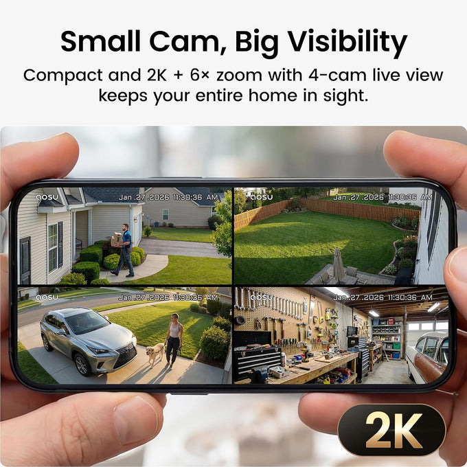 aosu 2K Battery Security Cameras Wireless Outdoor System, 4-Cam-Kit