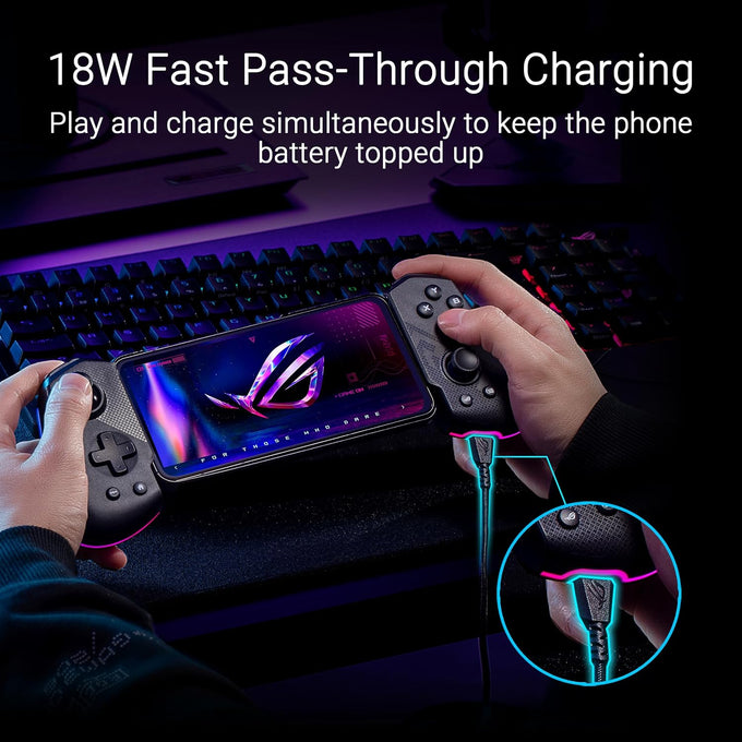 ASUS ROG Tessen Mobile Gaming Controller – Android Phones ONLY, Foldable, Compact, Wired USB-C, Programmable, Fast Charging, RGB – for Call of Duty: Warzone Mobile, Minecraft, Roblox, 350+ Games