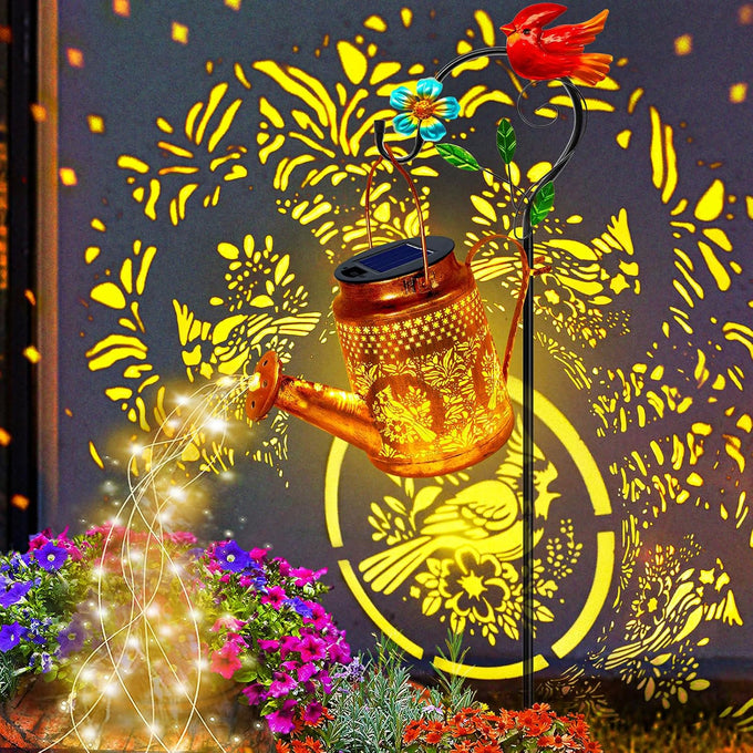 2 Pack Big Solar Lanterns Outdoor Waterproof, Gift for Mom Grandma Women Wife Daughter Mother's Day, Hummingbird Watering Can Garden Light With Shepherd Hook, Solar Path Light Yard Outside Patio Decor