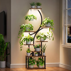 BACEKOLL Plant Stand Indoor with Grow Light, 8 Tier Corner Plant Shelf Tall