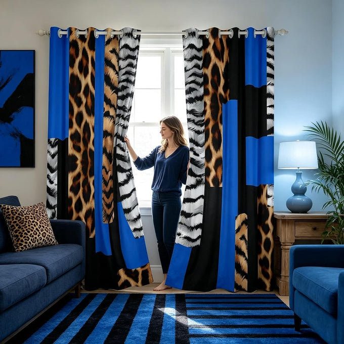 Feelyou FeelyouLeopard Print Bow Curtains Living Room 2 Panels 52 x 84 Inch