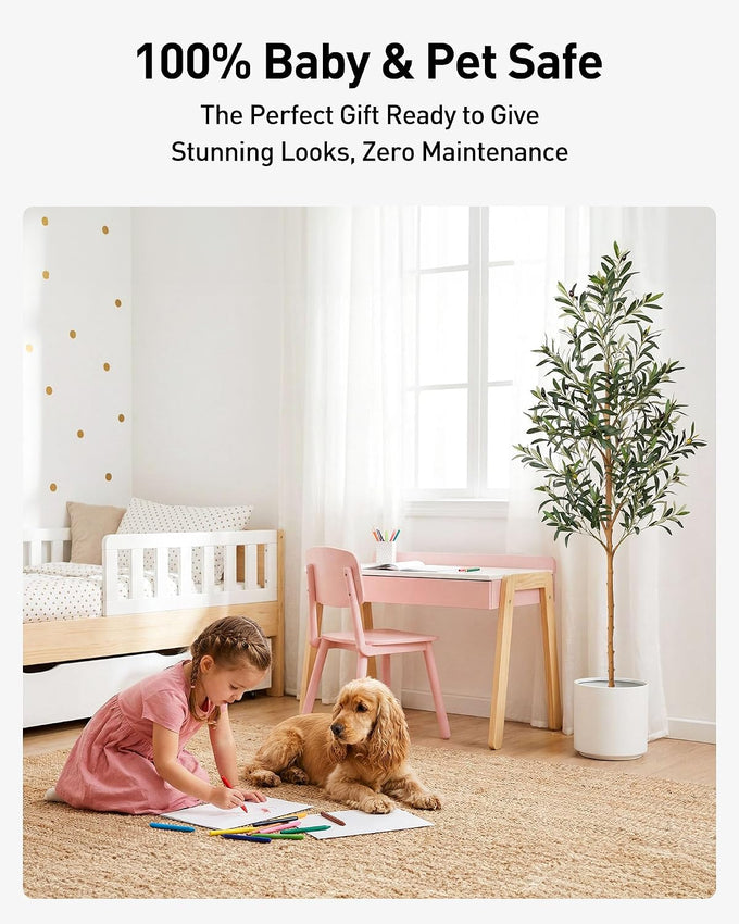 FLOWORLD 6FT Olive Trees Artificial Indoor, Tall Fake Olive Tree (72in) with Realistic Leaves and Olives, Sturdy Weighted Base,Large Faux Plants for Home Office, Living Room, Outdoor