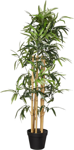 Amazon Basics Artificial Bamboo Plant with Plastic Planter Pot, 39.4", Green, Home Office Decor, Floor Plant