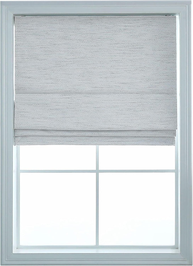 Everyday Celebration Roman Shades for Windows, Cordless Room Darkening Roman Window Shades, Pull Down Window Treatment, Indoor Blinds & Shades with Woven Fabric 35" W X 64" H, (Indigo Blue)