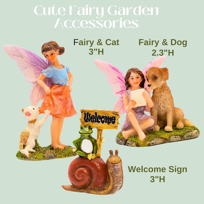 PRETMANNS Fairy Garden House Kit for Outside - Pinecone, 2 Fairies & Sign