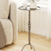 25.6" Vintage Round Pedestal End Table with Tray Top, Bronze