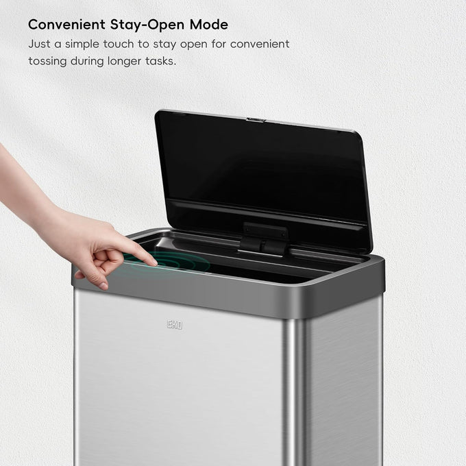 EKO Mirage X 80 Liter / 21.1 Gallons Motion Sensor Trash Can or Recycling Bin, Automatic Large Kitchen Trash Can Touchless, Stainless Steel