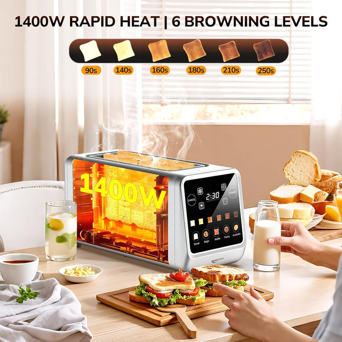 Keenstone 4 Slice Touch Screen Toasters with Wide Slot, Stainless Steel