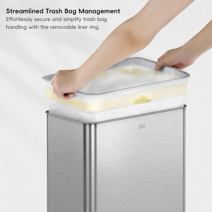 EKO Mirage X 80 Liter / 21.1 Gallons Motion Sensor Trash Can or Recycling Bin, Automatic Large Kitchen Trash Can Touchless, Stainless Steel
