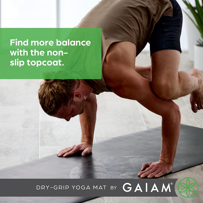 Gaiam Dry-Grip Yoga Mat, Non-Slip, Hot Yoga