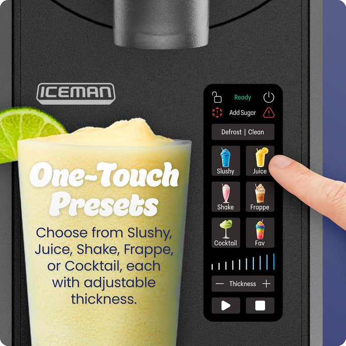 Iceman by Chefman Slush-Ease MAX 90oz Slushie Machine, 64oz Liquid Capacity Frozen Drink Maker & Slushy Machine with 5 Presets and LED Display, Perfect for Frozen Margaritas, Frappes, Smoothies