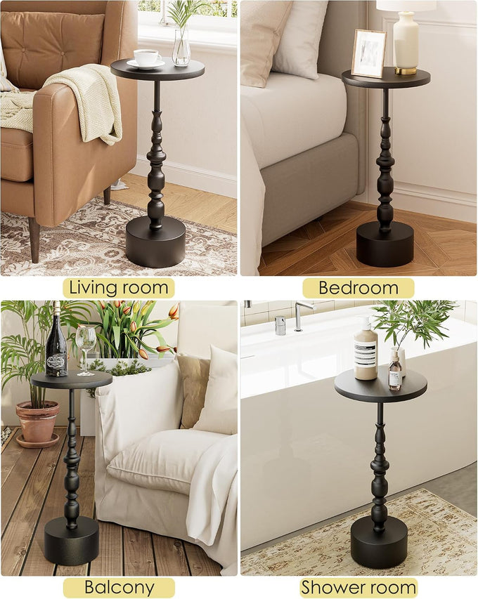 25" End Table, Art Deco Martini Side Table for Living Room, Black