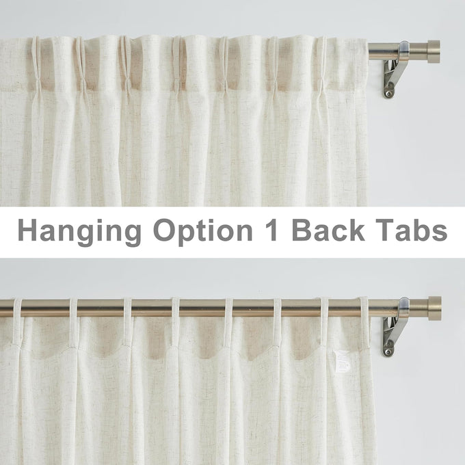 WEST LAKE 120 Inches Long Bailey Natural Pinch Pleated Semi Sheer Curtains