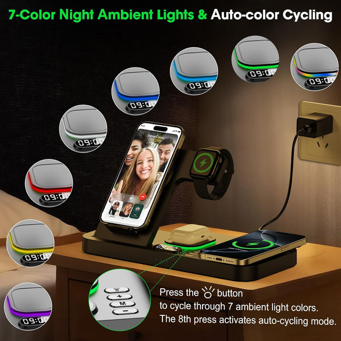 Dual Phone Foldable Wireless Charging Station for Apple, Couple&Family Use