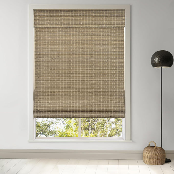 LazBlinds Cordless Bamboo Roman Shades, 34.5x48, Highfield Teak