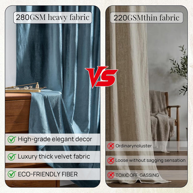 Stone Blue Velvet Curtains 120 inches for Living Room Luxury Room Darkening Grayish Blue Curtain Elegant Bedroom Thermal Insulated Modern Heavy Soft Soundproof Rod Pocket Window Drapes Set of 2 Panel