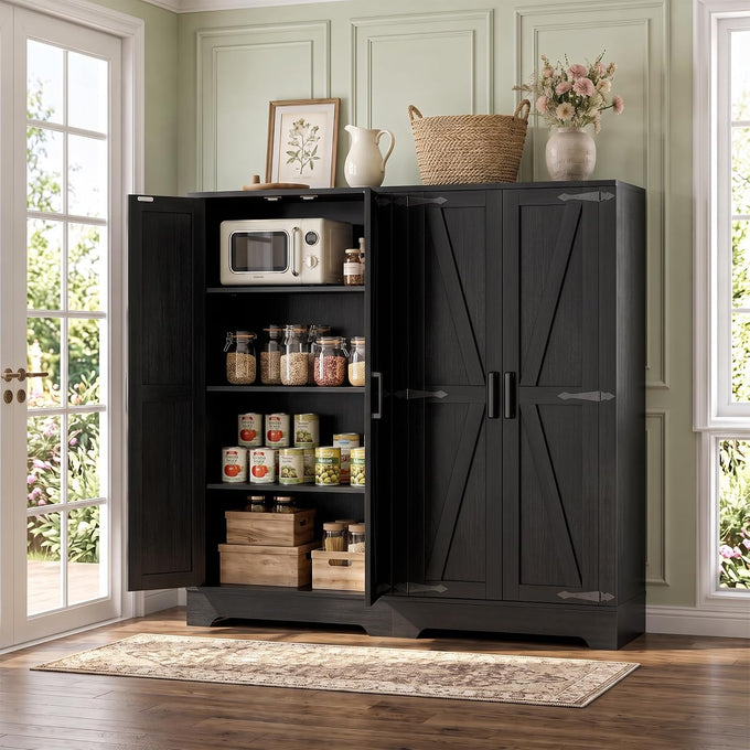 Unikito Kitchen Pantry Storage Cabinet with Adjustable Shelves, White