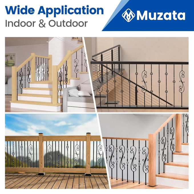 Muzata 5 Pack 44" S Scroll Hollow Iron Balusters WT03