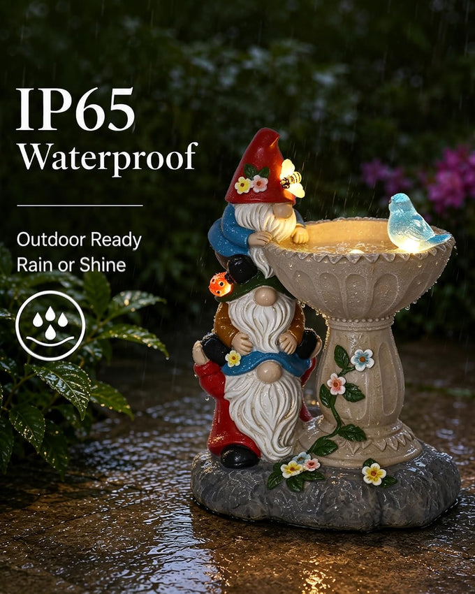 Nacome Solar Garden Gnome Statue: Funny Triple Stacked Figurine Decor