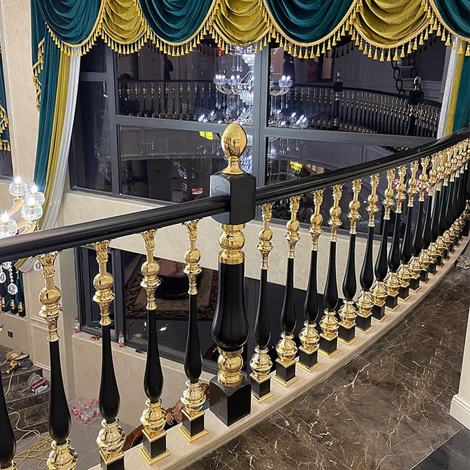 Metal Balusters Spindle for Stairway, Stair Railing Column - Durable Magnesium Aluminum Alloy for Staircases, Elegant Black and Gold Finish, Decorative and Supportive Post for Indoor Stairs(Green,1pc)