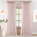 Hillcrest Soft Pink Pinch Pleated Linen Semi Sheer Curtains 120 Inch Long