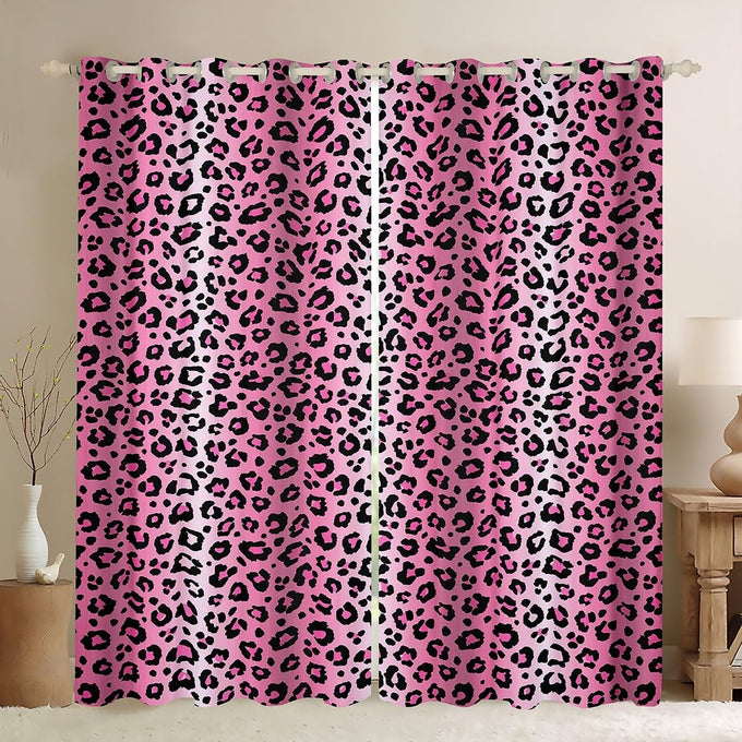 Feelyou Kids Leopard Print Window Curtains, Cowhide Blackout Curtains Boys Girls Brown Cow Fur Darkening Drapes for Bedroom Animal Living Room Window Treatments (2 Panels, 52 x 96 Inch)