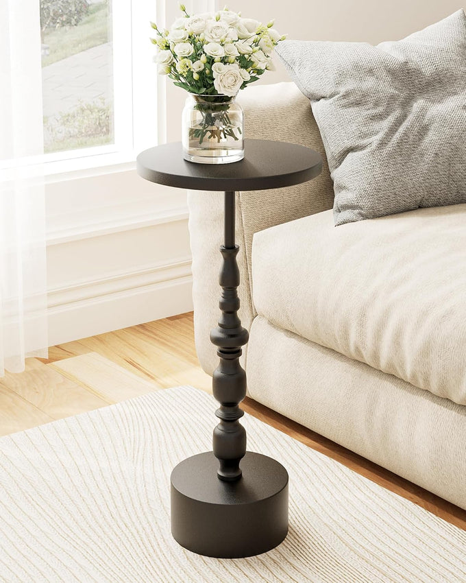 25" End Table, Art Deco Martini Side Table for Living Room, Black