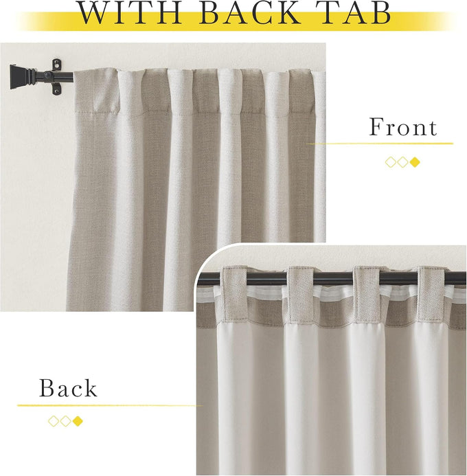 NICETOWN Living Room Curtains 2 Panels Sets Faux Linen Textured, Pinch Pleated Room Darkening Light/Heat Blocking Window Treatments Thermal Curtains for Bedroom, Angora, W50 x L102