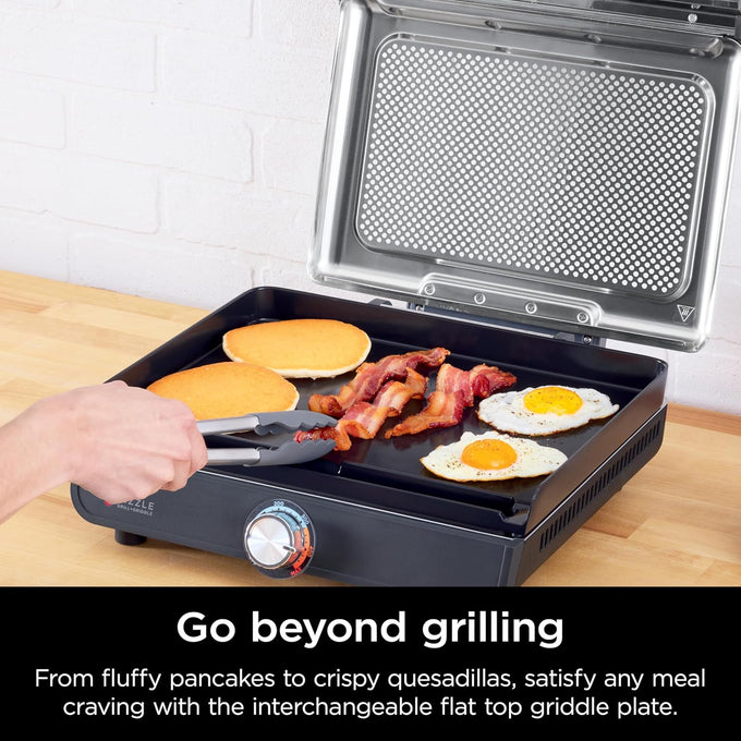 Ninja® Sizzle™ Indoor Grill & Griddle, 14'', 500°F, Grey/Silver, GR101