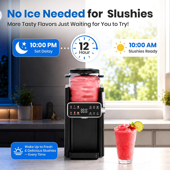 Slushie Machine for Home, Ice Cream Maker, 6 Presets, No Ice Needed, Black