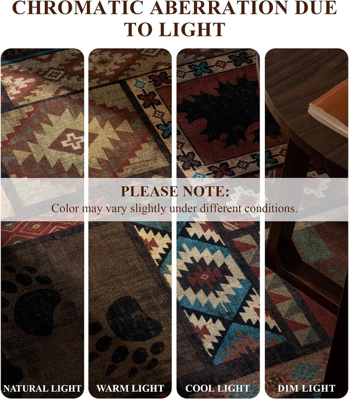 YIHOUSE Washable Rustic Cabin Area Rugs 5x7 Brown