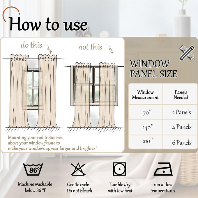 Lajode Cream Linen Blackout Curtains 84 Inch Long Each 60 Wide 2 Panels