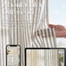 jinchan Linen Curtains 84" Charcoal Grey Stripe on Beige Back Tab 4 Panels
