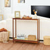 Bamboo Narrow Console Table, 31.5"(L) Wood Small Entryway Table with Rattan and Glass, Accent Slim Hallway Tables, Thin Sofa Side Tables for Hallway, Living Room, Bedroom, Foyer, Walnut