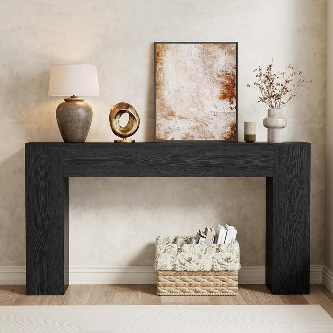 Epecoya 43-Inch Wood Console Table for Entryway, Light Oak Brown