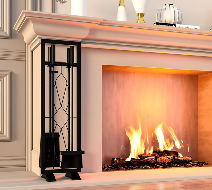 Fire Beauty 5-Piece Wrought Iron Indoor Fireplace Tools Set for Wood Stove