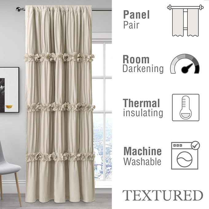 Homechoice Decor Camel Blackout Window Curtains, 52" W x 96" L x 2 Panels