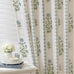 Floral Pinch Pleated Linen Curtains,Blue & Beige White,40" W x 96" L
