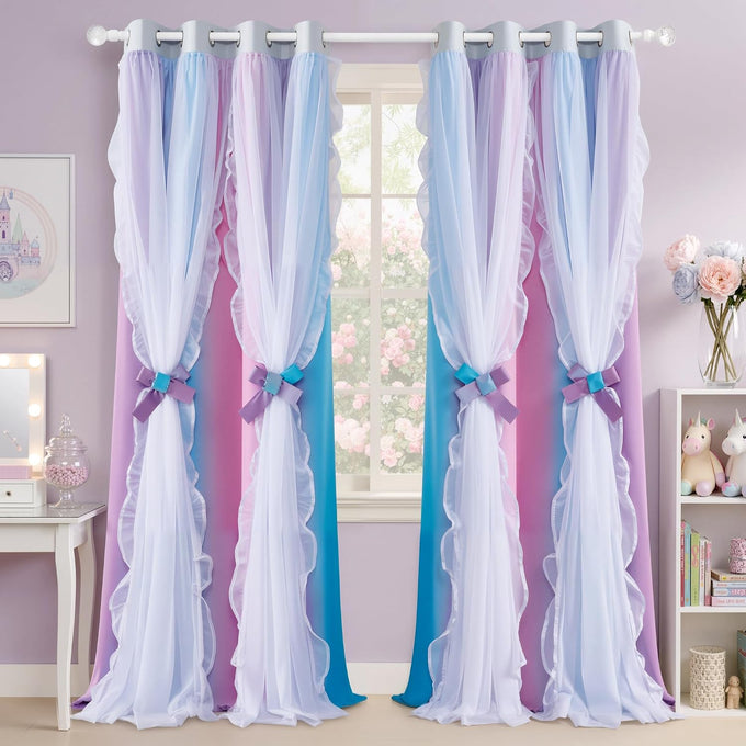 PONY DANCE 100% Blackout Black Curtains for Bedroom, W 52 x L96, 2 Panels