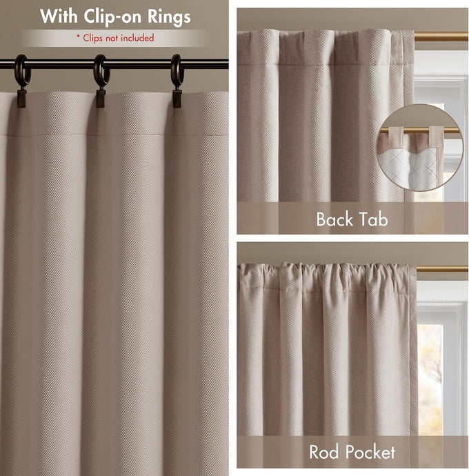 Madison Park Blackout Curtains, 2-Layer Noise Blocking, 2-PK 52x108 Linen