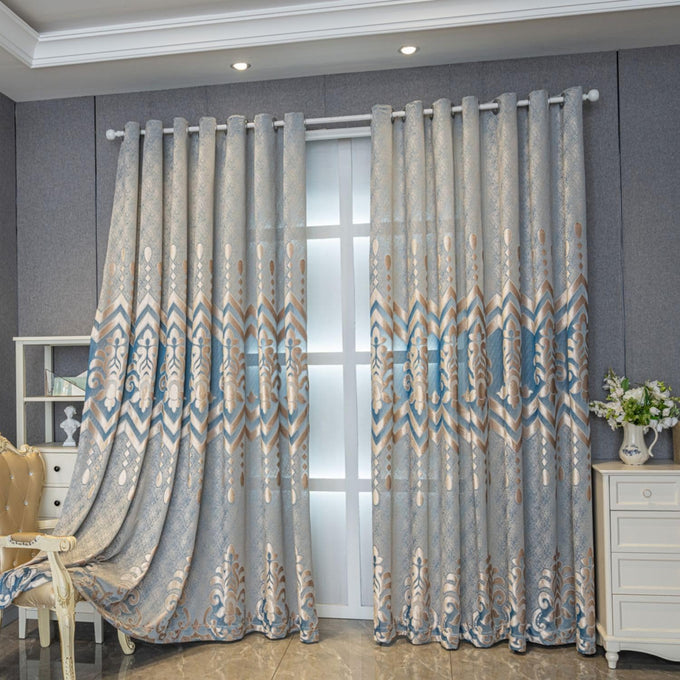 VOGOL Embroidered Curtains 84 inches Long Grommet Window Treatment Voile Panel Drape for Living Room Kitchen, Two Panels, W54 x L84 inch