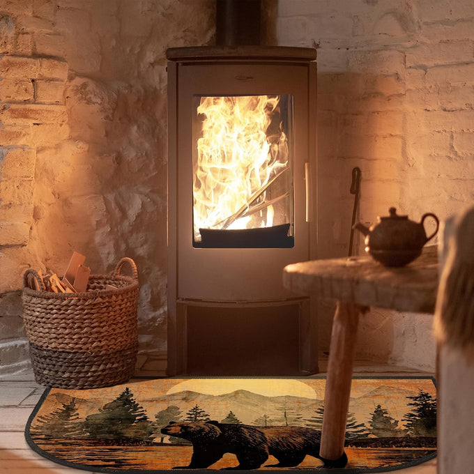 Demissle Fireplace Hearth Rug, Bear, 24 x 59 Inch