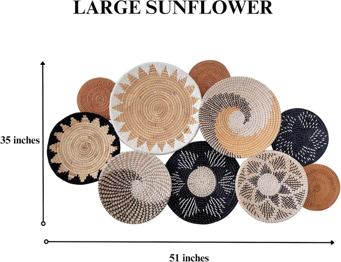Woven Basket Wall Decor Set of 10, Decorative Wall Plates