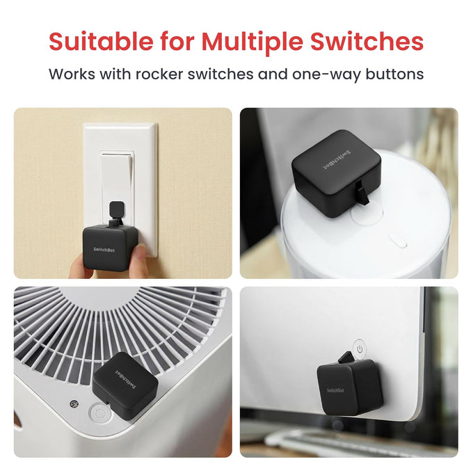SwitchBot Bot Black & Hub Mini Kit: Automate IR Devices & Physical Switches with Alexa/Google Voice Control, App Scenes & Timers.