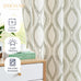 jinchan Boho Linen Curtains 63 Inch Green on Beige Grommet 2 Panels